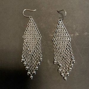 Chloe + Isabel Chandelier Earrings Silver Chainlink Mesh